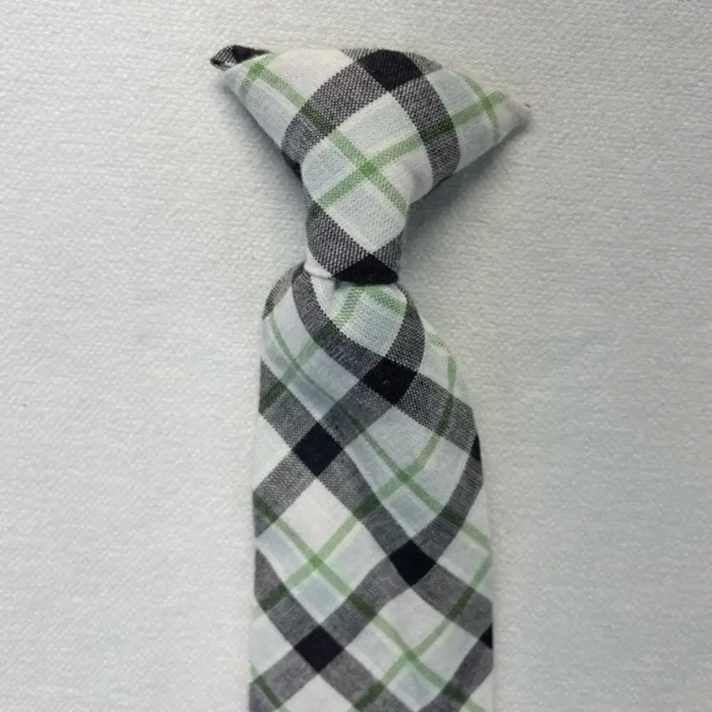 Target Boys Plaid Clip Tie black white green